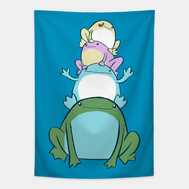 Colorful Frog Stack Tapestry by saradaboru