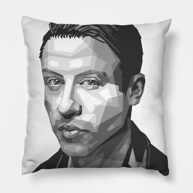 Macklemore Black & White Pillow by Paradox Studio