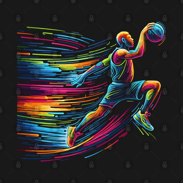 Basketball player, Neon line art by PrintSoulDesigns