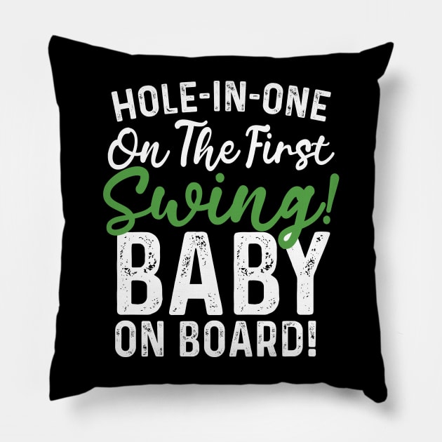 pregnancy reveal announcement golf saying Pillow by Pharmacy Tech Gifts