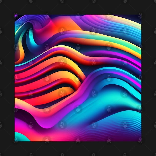 HORIZONTAL PATTERN OF MULTICOLORED WAVES, NEON COLOR, by ZARBIT