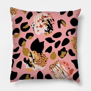 Modern abstract rose and leopard texture Pillow