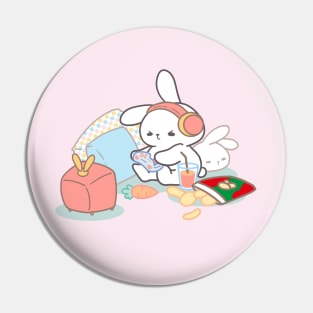 cute bunny playing video games Pin