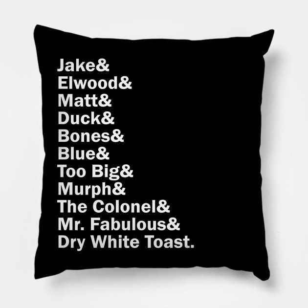 Funny Names x Blues Brothers Pillow by muckychris