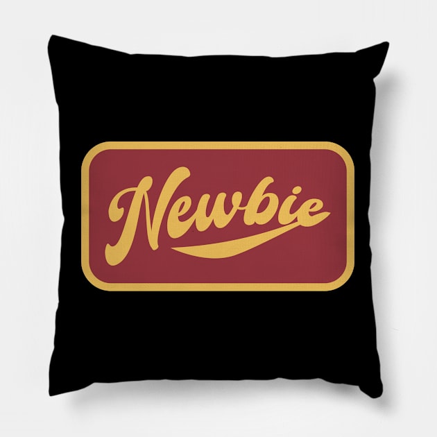 Newbie Gamer Minimal Logo Vintage Pillow by Mandegraph