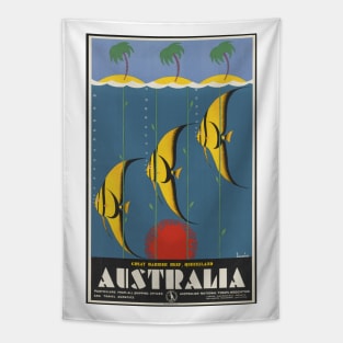 Barrier Reef Australia Vintage Travel Poster Tapestry