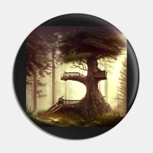 House in Tree Forest Pin