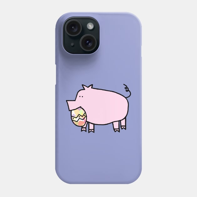 Pink Pig Holding Easter Egg Phone Case by ellenhenryart