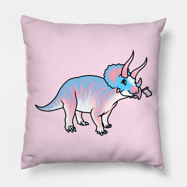 TRANSceratops Prideosaur - Pride Month Transexual Flag Dinosaur Pillow by saradrawspaleo