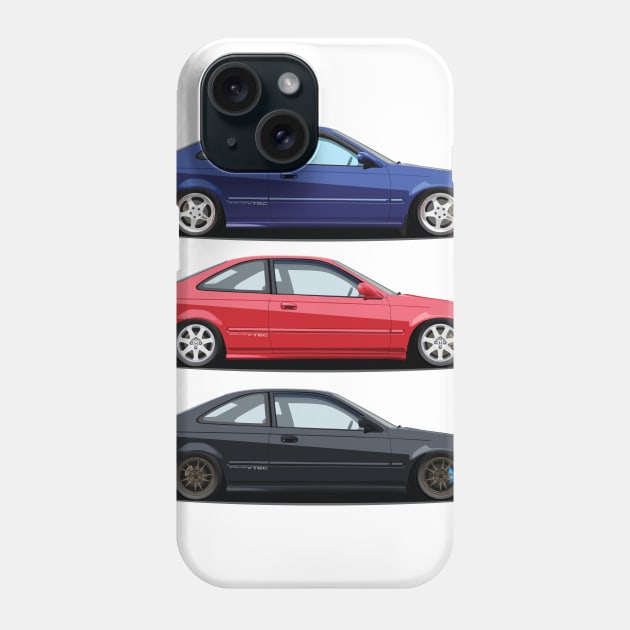 Civic Si and Friends Phone Case by J7Artwork