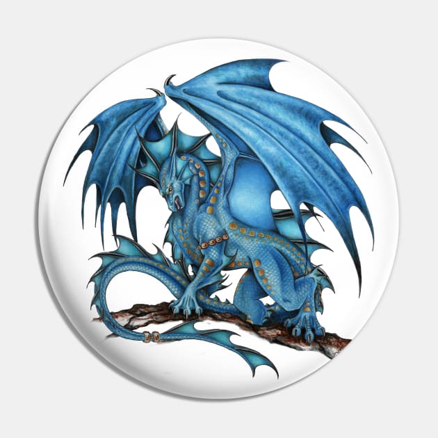 Powerful Blue Dragon Art Pin by Sandra Staple