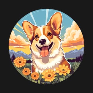 Pembroke Welsh Corgi Flower Cute Colorful Puppy Dog T-Shirt