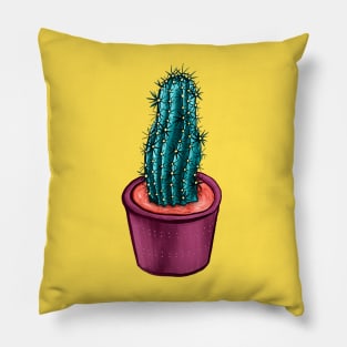 Funny Cactus In Pot Weird Trippy Psychedelic Pillow