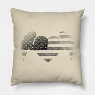 Faded American Winged Heart Pillow