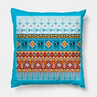 Cross stitch work ethnic pattern Pixel Pillow