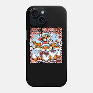 Fox Family in Santa Hats Phone Case