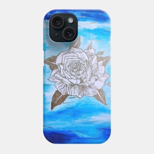 Light and Navy Blue Gold Flower Phone Case