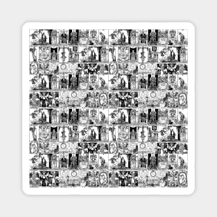 Black and White Tarot Pattern - Major Arcana Magnet