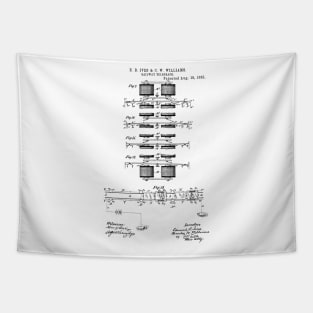 Railway Telegraph Vintage Patent Hand Drawing Tapestry