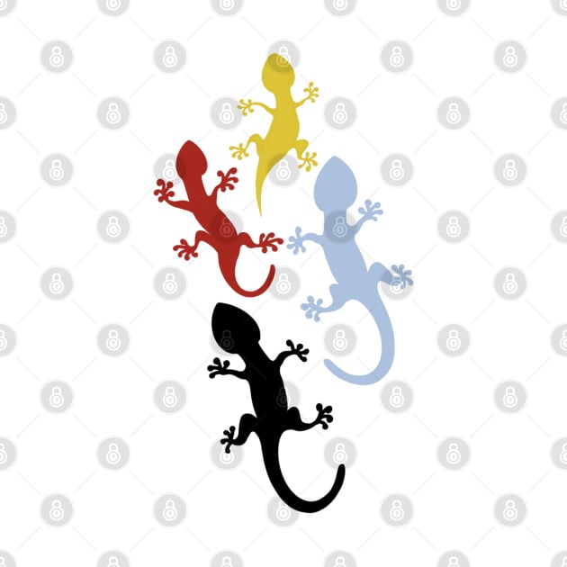 Happy gecko silhouettes on white by susyrdesign