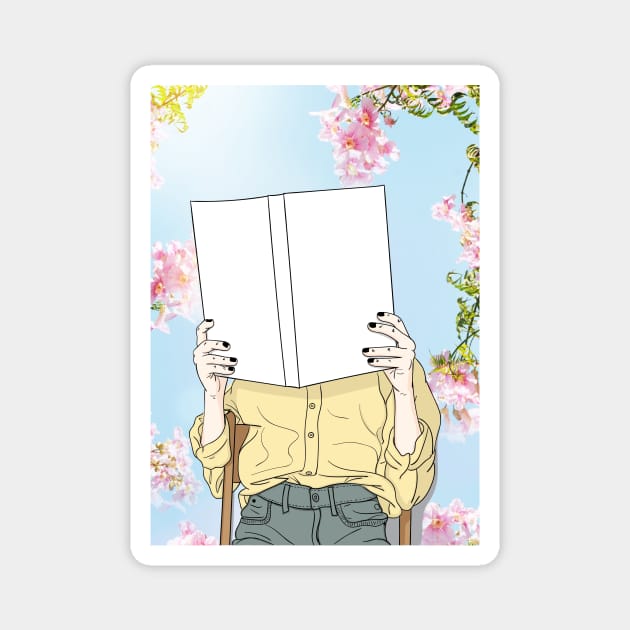 Girl Reading Magnet by The WYLD Tribe