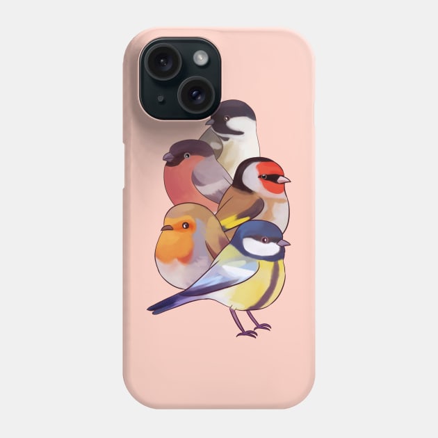 Cute European birds illustration Phone Case by Yarafantasyart