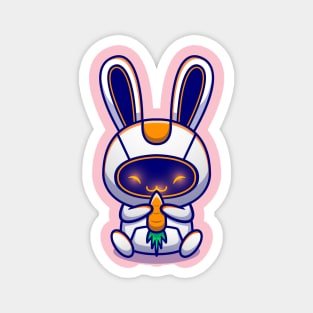 Cute Rabbit Robot Hug Carrot Cartoon Magnet