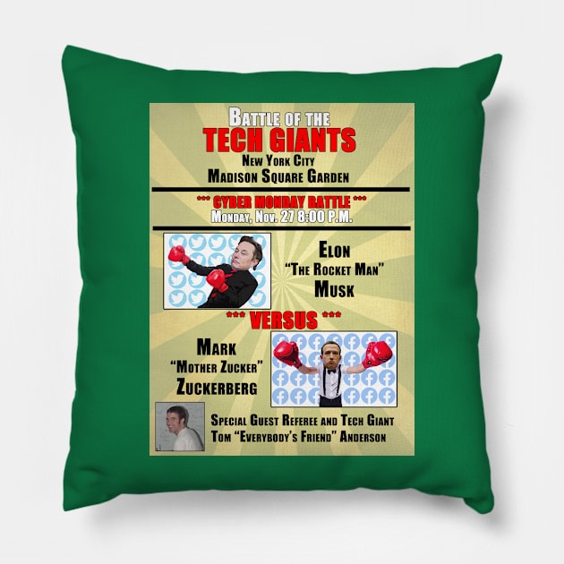 Battle of the Tech Giants Pillow by Controlled Chaos