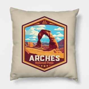 Arches National Park Vintage WPA Style National Parks Art Pillow
