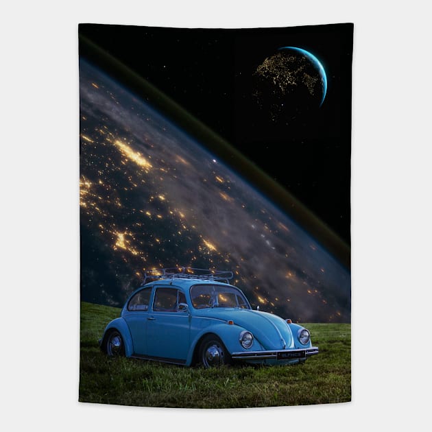 LITTLE BLUE CAR. Tapestry by LFHCS