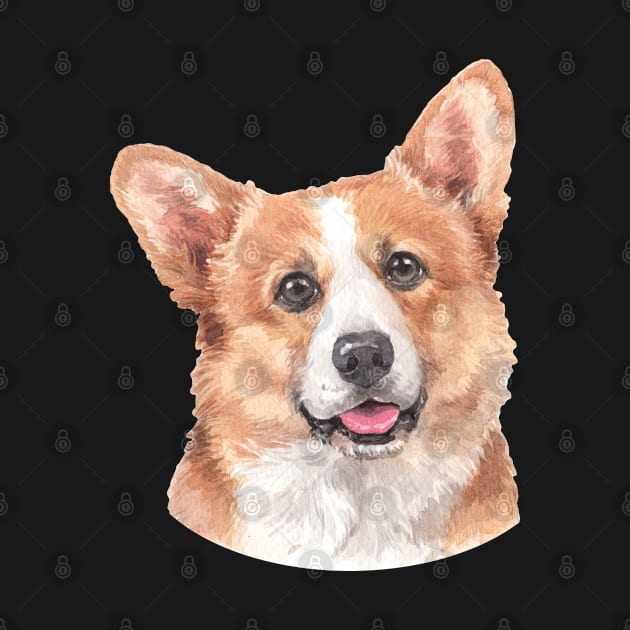 Cute Pembroke Welsh Corgi Watercolor Art by doglovershirts