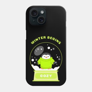 Winter Begins Cozy Penguin (Yellow) Phone Case