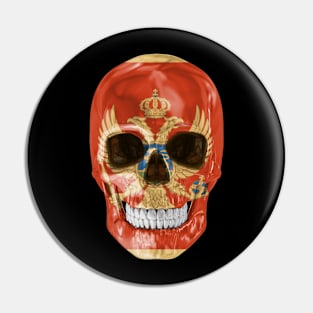 Montenegro Flag Skull - Gift for Montenegrin With Roots From Montenegro Pin