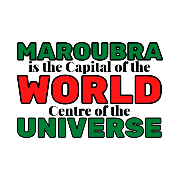 MAROUBRA IS THE CAPITAL OF THE WORLD, CENTRE OF THE UNIVERSE - GREY BACKGROUND by SERENDIPITEE