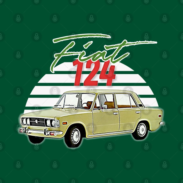 Fiat 124 / Retro Italian Car Lover Gift Design by DankFutura