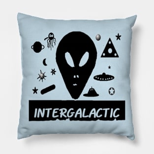 Intergalactic illustration on light Blue Background Pillow