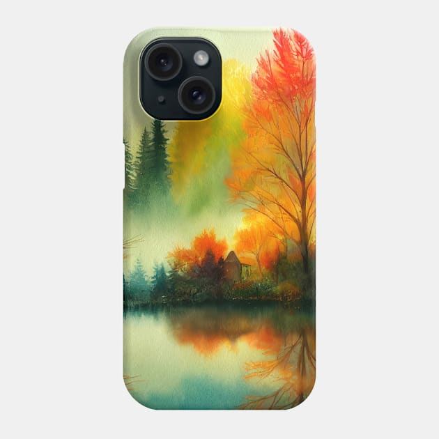 Colorful Autumn Landscape Watercolor 10 Phone Case by redwitchart