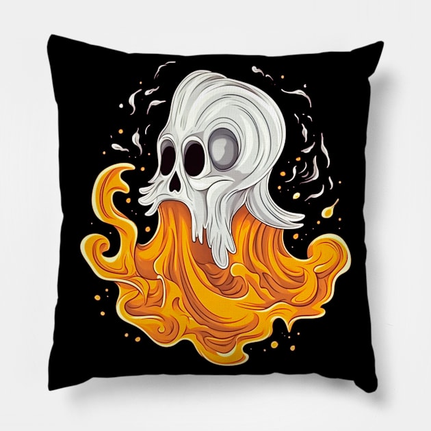 Eerie Halloween Ghoul Art - Spooky Season Delight Pillow by Captain Peter Designs