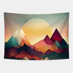 Colorful Sunset Geometric Mountains Sunrise Tapestry