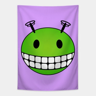 Green Alien Smiley Face Tapestry