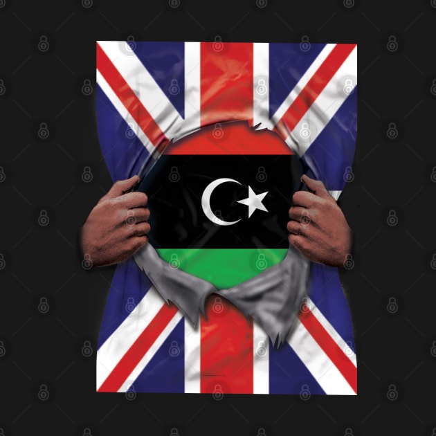 Libya Flag Great Britain Flag Ripped - Gift for Libyan From Libya by Country Flags