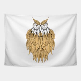 The yellow dream catcher owl Tapestry