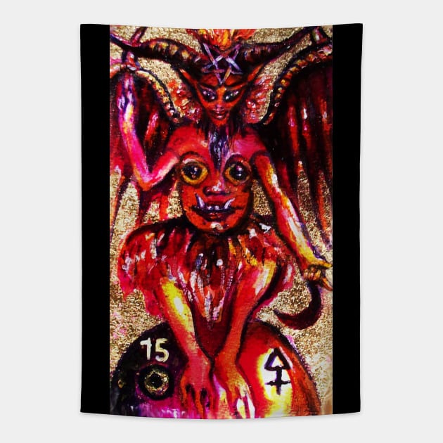 TAROTS OF THE LOST SHADOWS / THE DEVIL Tapestry by BulganLumini