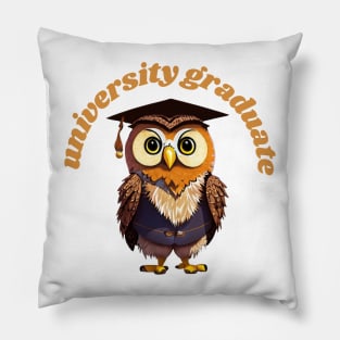 University graduate cartoon owl Pillow