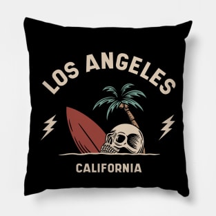 Vintage Surfing Los Angeles, California Pillow