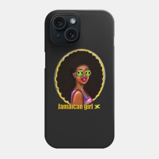 Jamaican girl I with Jamaica flag  colors colours shades big natural afro hair. The best Gifts for black women 2022 Jamaica Phone Case