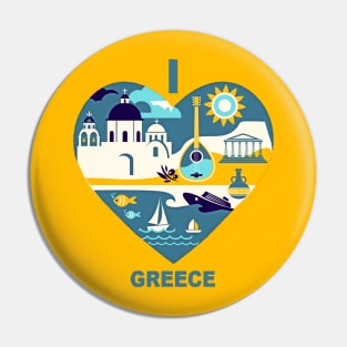 I Love Greece Pin