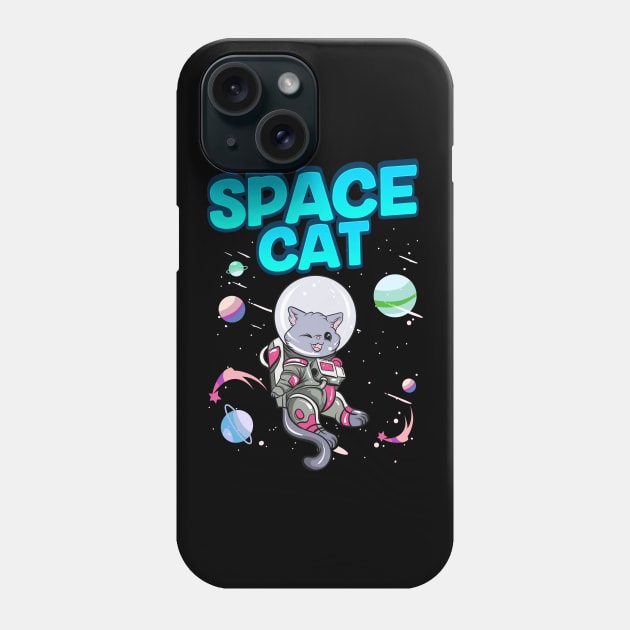 Adorable Space Cat Cute Kitty Astronaut Exploring Phone Case by theperfectpresents