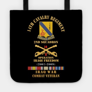 Army - 14th Cavalry Regiment w Cav Br - 2nd Squadron - OIF - 2007–2009 - Red Txt Cbt Vet w IRAQ SVC X 300 Tote