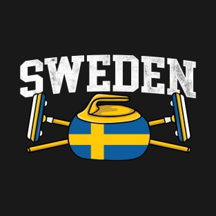 Sweden Curling Broom Winter ice Sports Swedish Flag Curling T-Shirt